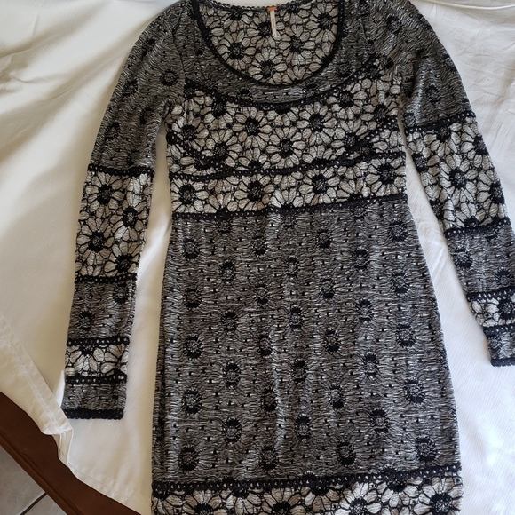FREE PEOPLE Elegant Black and Gray  Dress,ZISE S. - Picture 1 of 6